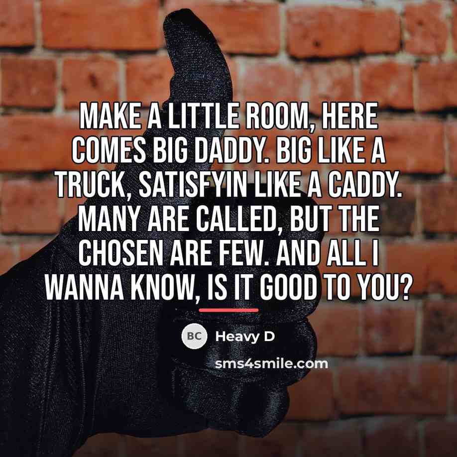 “Make a little room, here comes big daddy. Big like…” quote by Heavy D