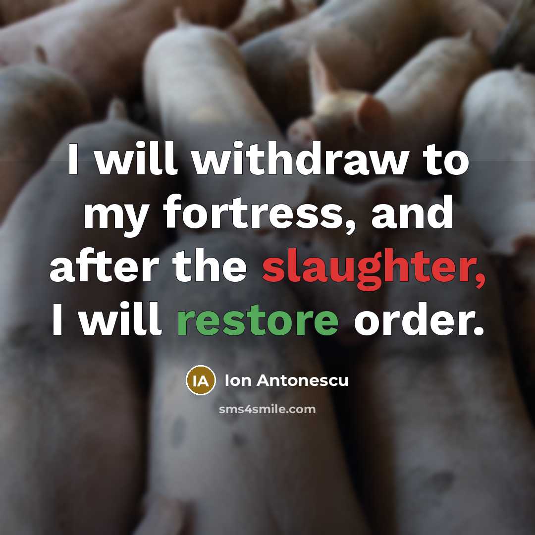 “I will withdraw to my fortress, and after the slaughter, I will restore order.” quote by Ion Antonescu