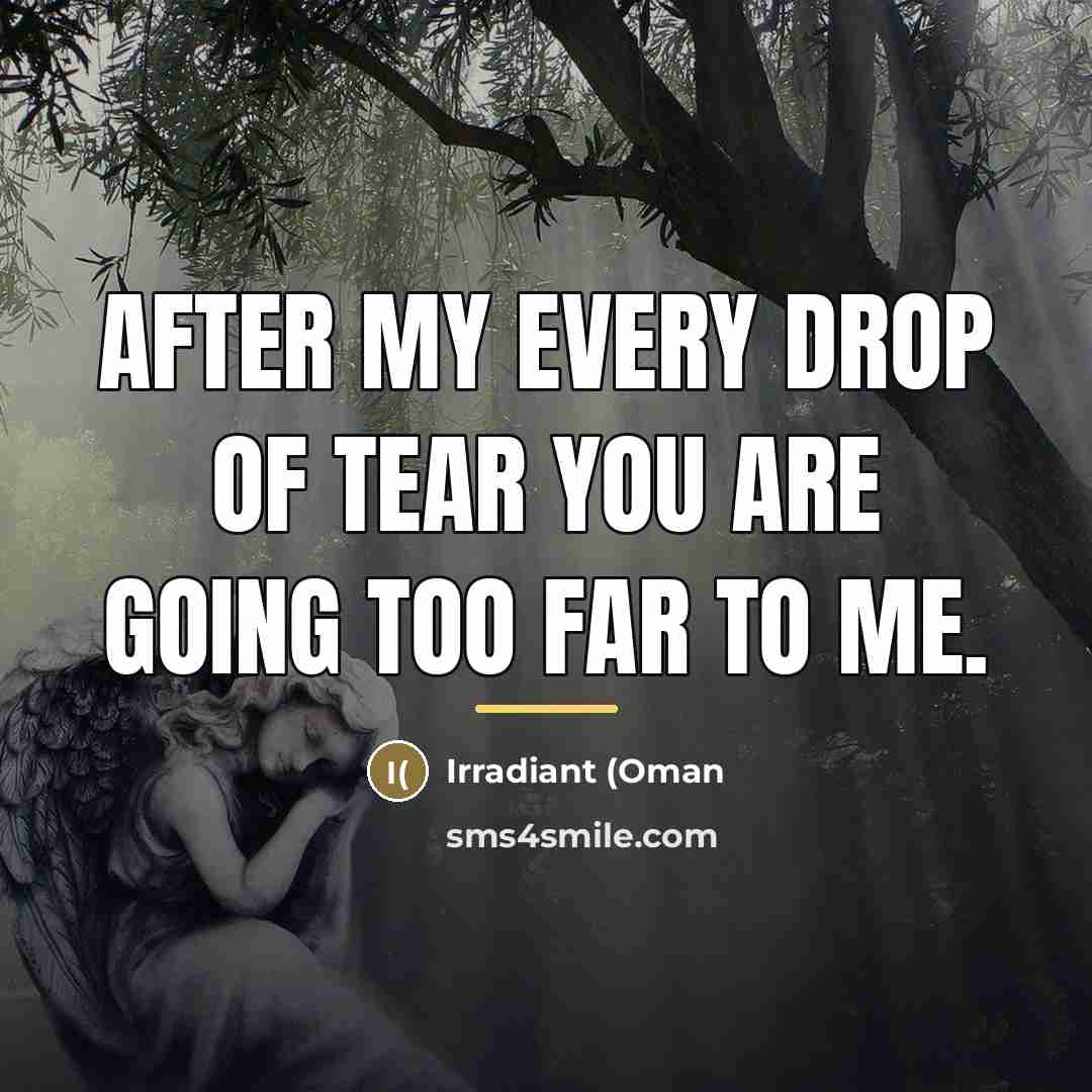 “After my every drop of tear you are going too…” quote by Irradiant (Oman