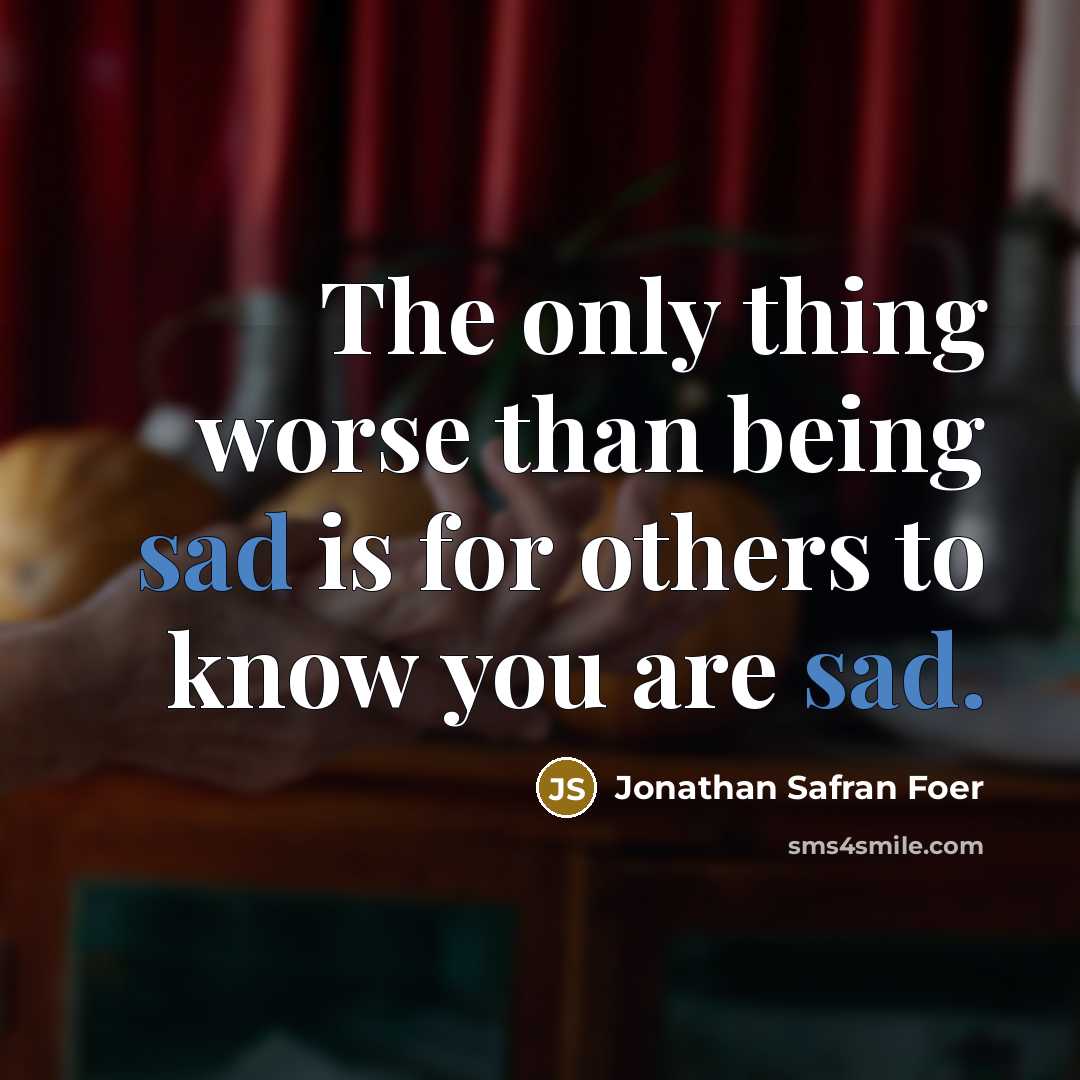 “The only thing worse than being sad is for others…” quote by Jonathan Safran Foer