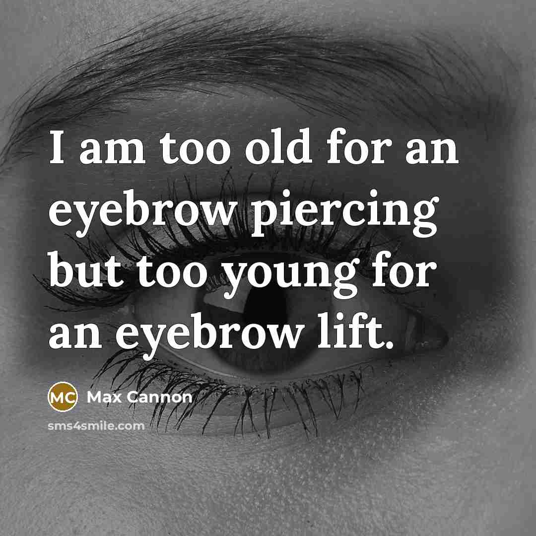 “I am too old for an eyebrow piercing but too…” quote by Max Cannon
