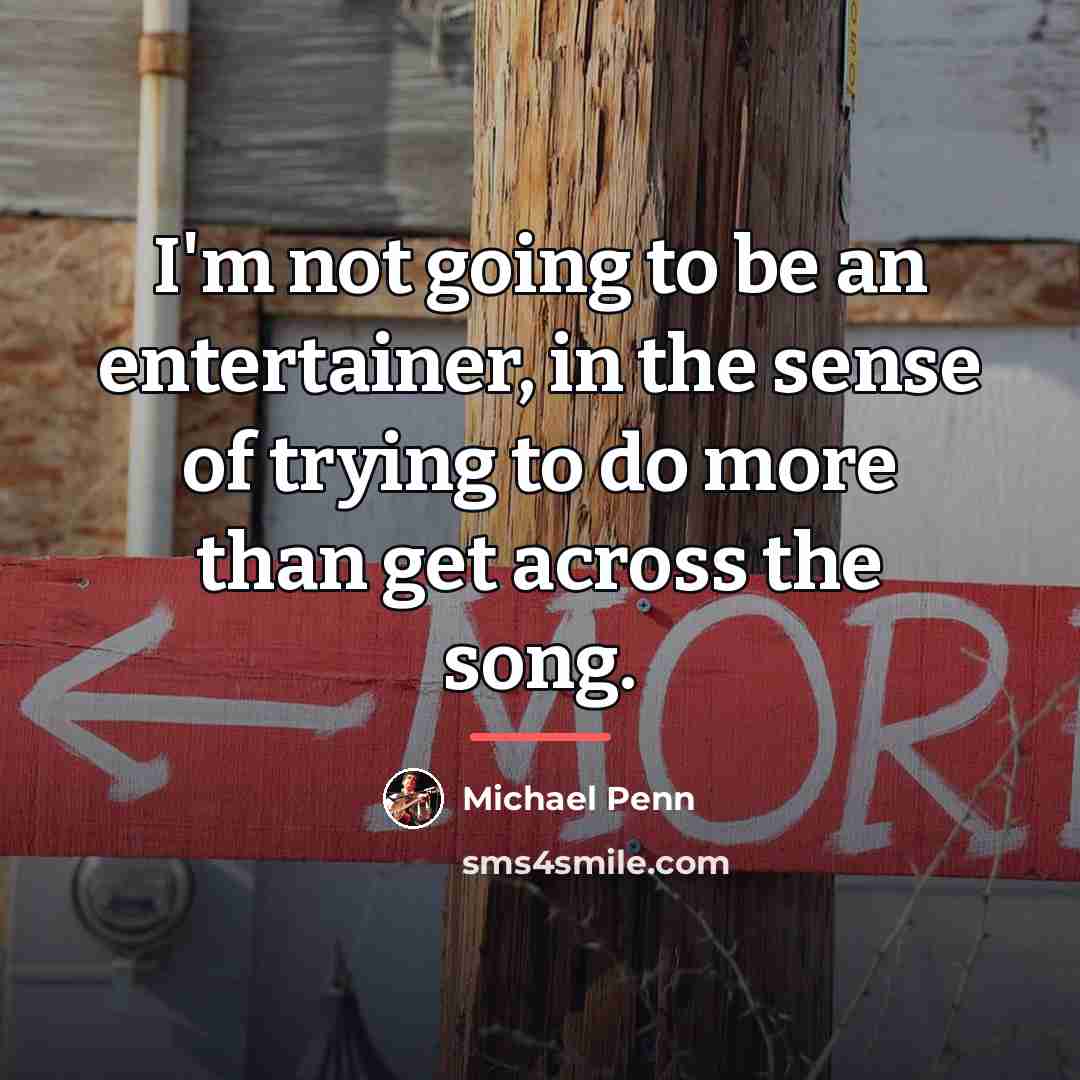 “I'm not going to be an entertainer, in the sense…” quote by Michael Penn