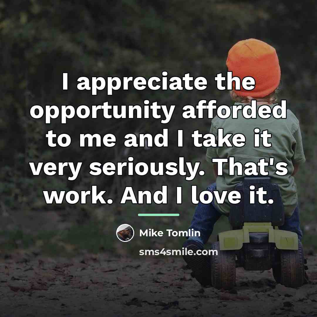 “I appreciate the opportunity afforded to me and I take…” quote by Mike Tomlin