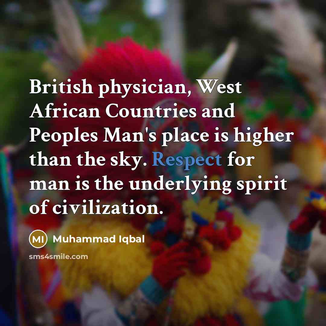 “British physician, West African Countries and Peoples Man's place is…” quote by Muhammad Iqbal