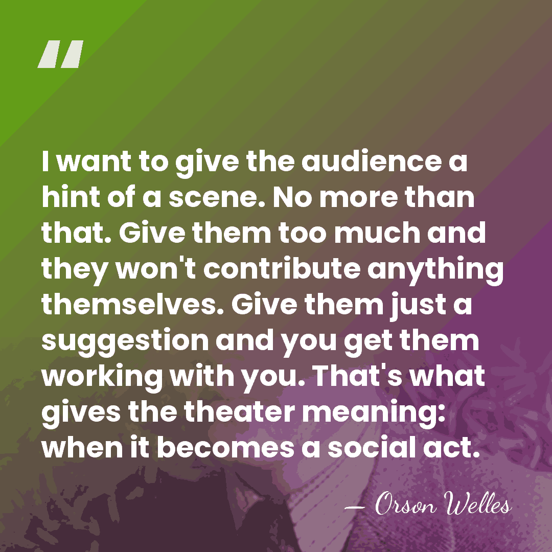 I want to give the audience a hint of a scene. No&hellip; - Orson Welles
