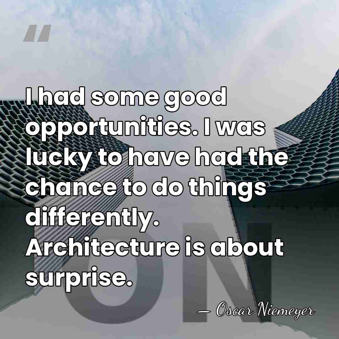I had some good opportunities. I was lucky to have had the&hellip; - Oscar Niemeyer
