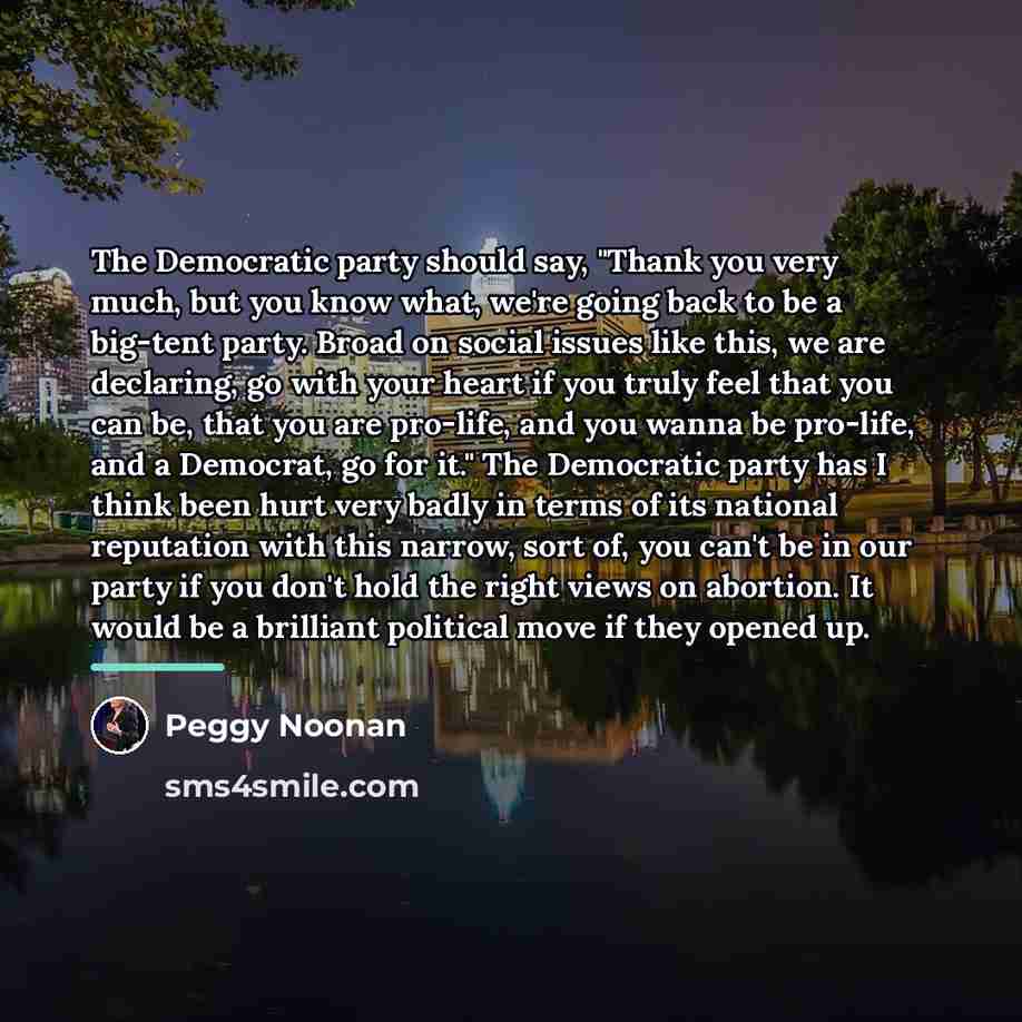 “The Democratic party should say, "Thank you very much, but…” quote by Peggy Noonan