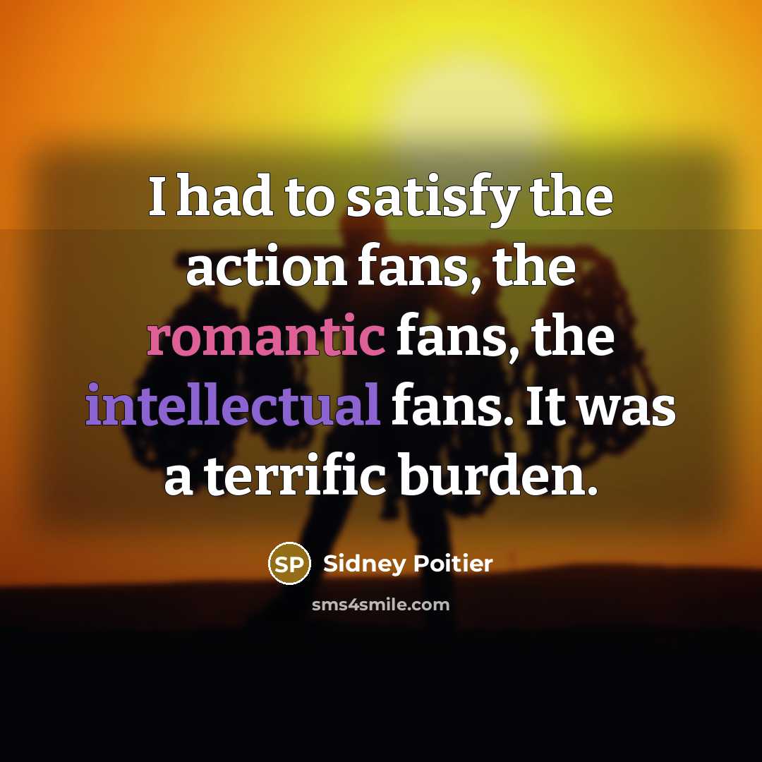 “I had to satisfy the action fans, the romantic fans,…” quote by Sidney Poitier