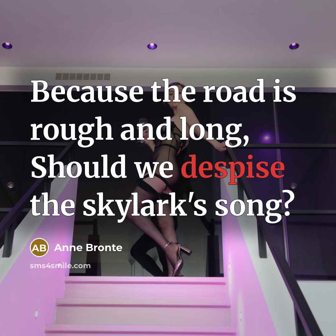 “Because the road is rough and long, Should we despise…” quote by Anne Bronte