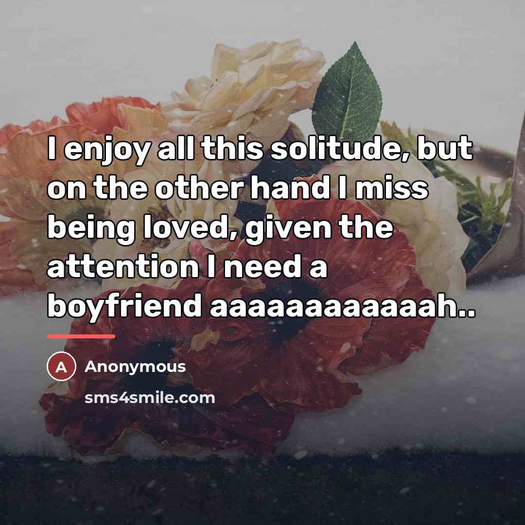 “I enjoy all this solitude, but on the other hand…” quote by Anonymous