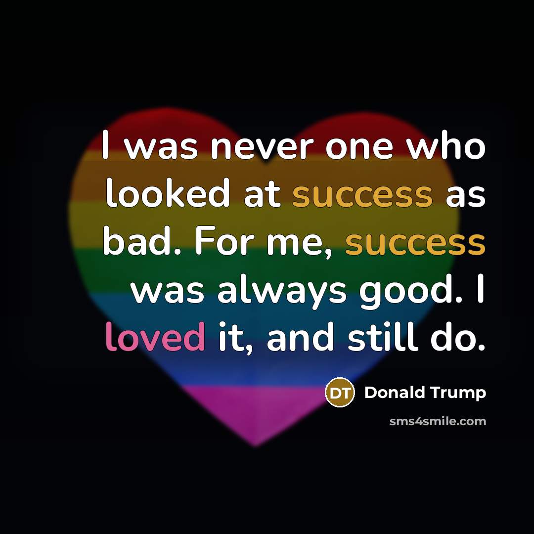 “I was never one who looked at success as bad.…” quote by Donald Trump