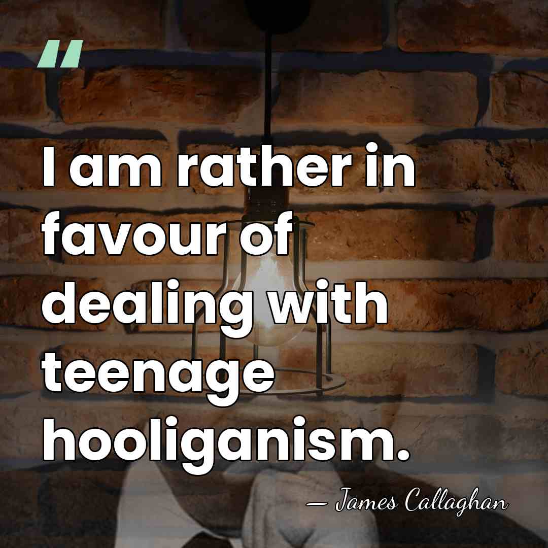 I am rather in favour of dealing with teenage hooliganism. - James Callaghan