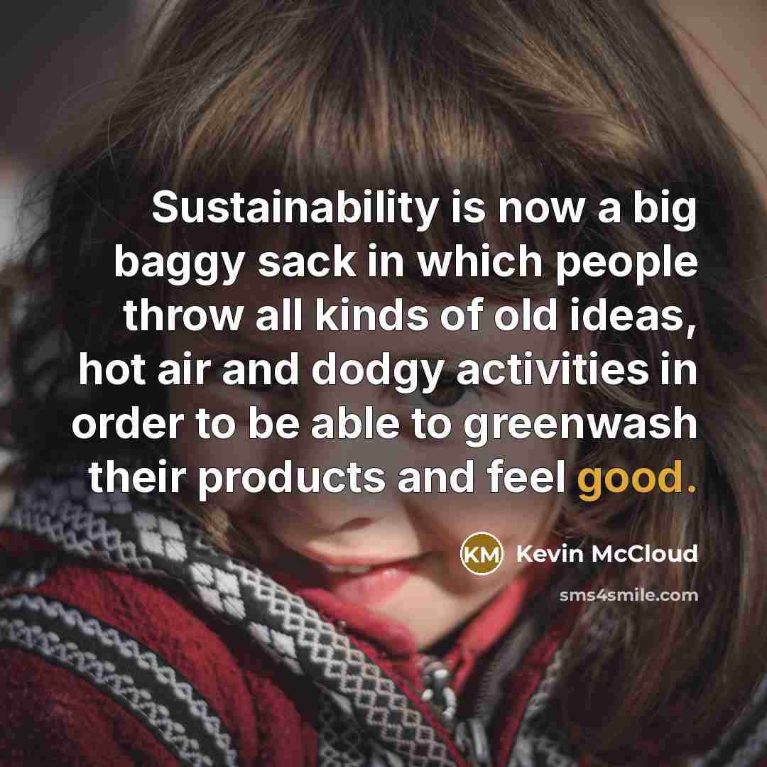 “Sustainability is now a big baggy sack in which people…” quote by Kevin McCloud