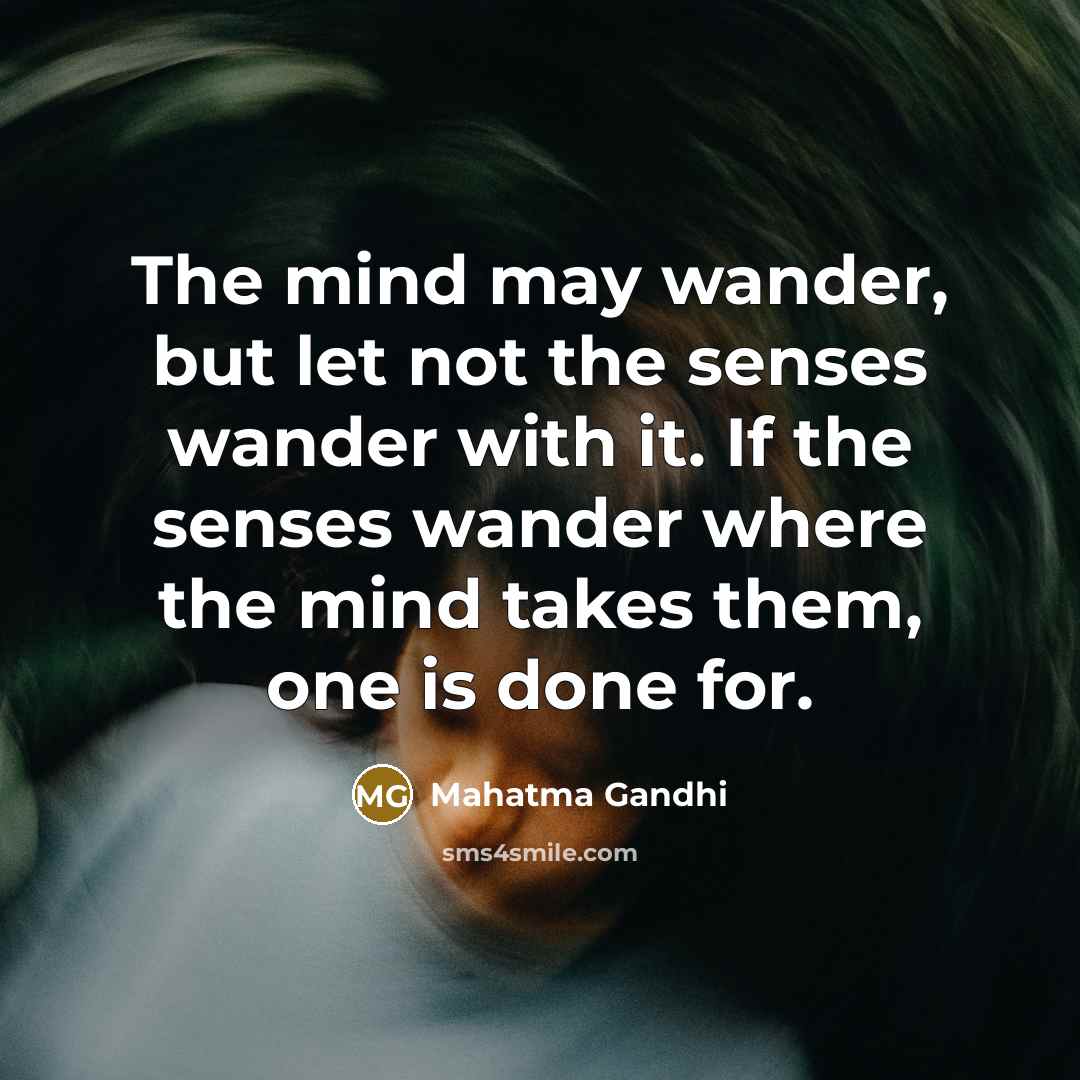 “The mind may wander, but let not the senses wander…” quote by Mahatma Gandhi