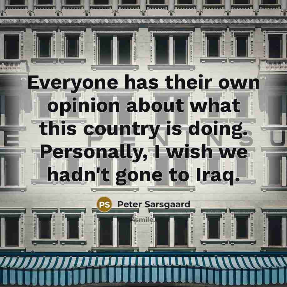 “Everyone has their own opinion about what this country is…” quote by Peter Sarsgaard