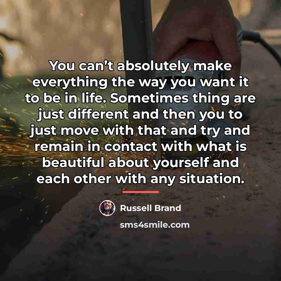 “You can’t absolutely make everything the way you want it…” quote by Russell Brand