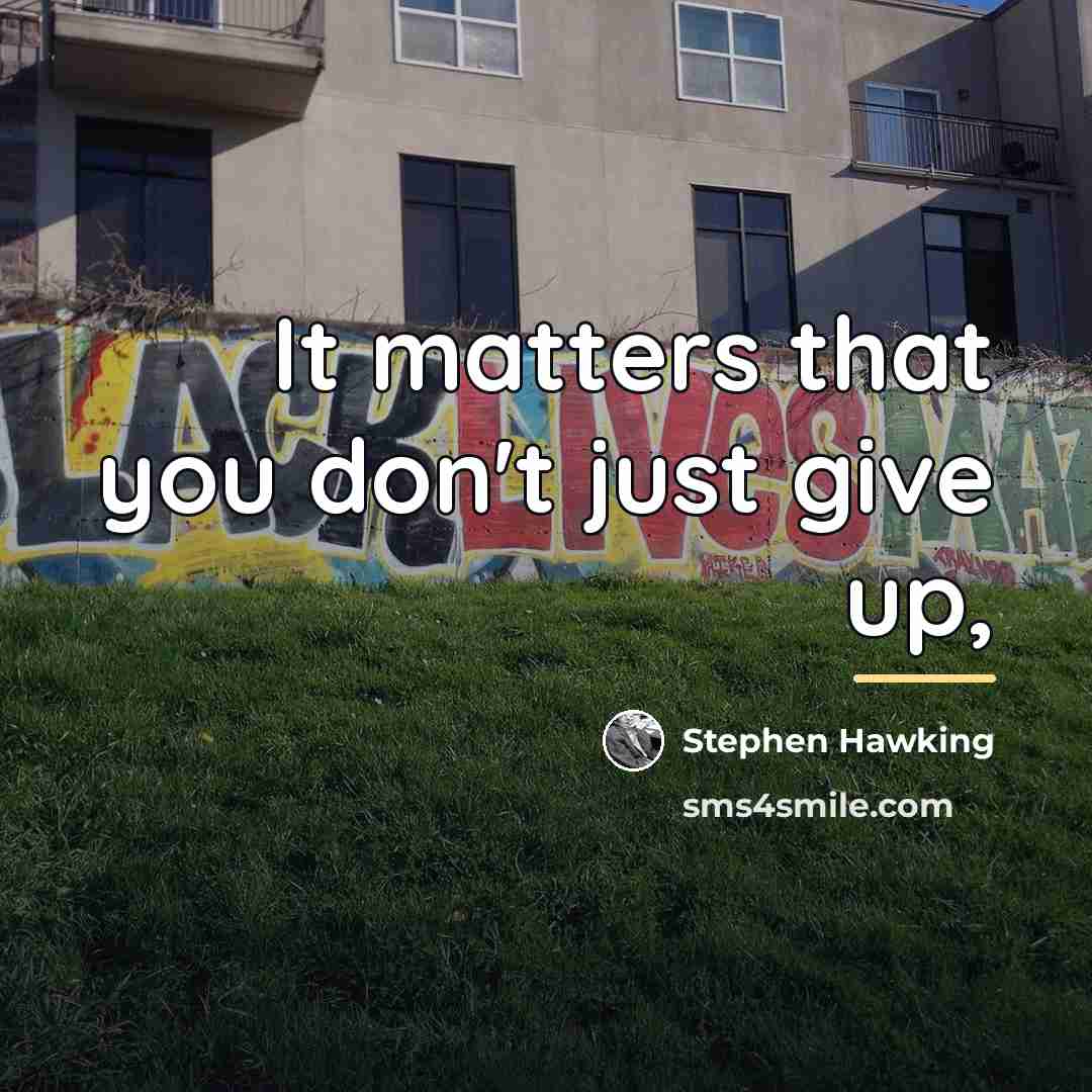 “It matters that you don't just give up,…” quote by Stephen Hawking