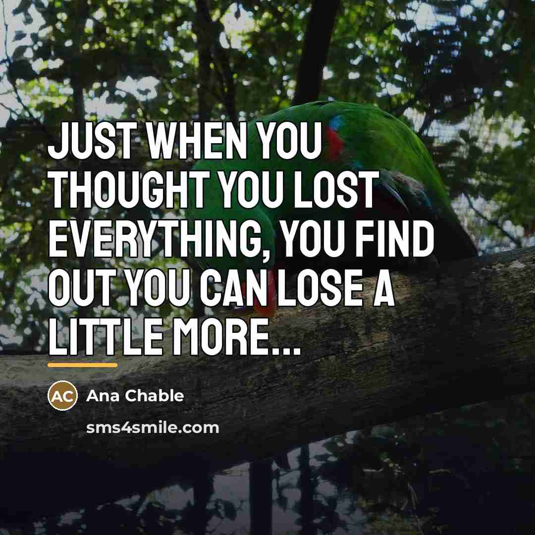 “Just when you thought you lost everything, you find out…” quote by Ana Chable