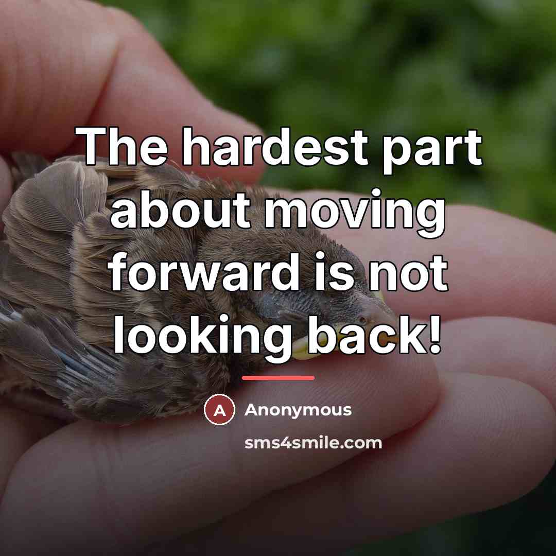 “The hardest part about moving forward is not looking back!…” quote by Anonymous