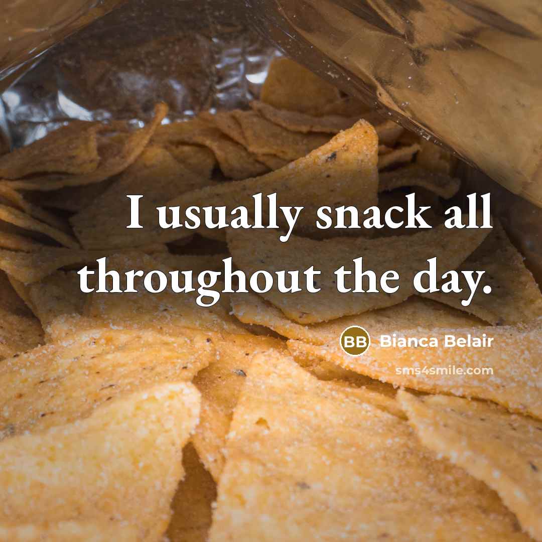 “I usually snack all throughout the day.…” quote by Bianca Belair