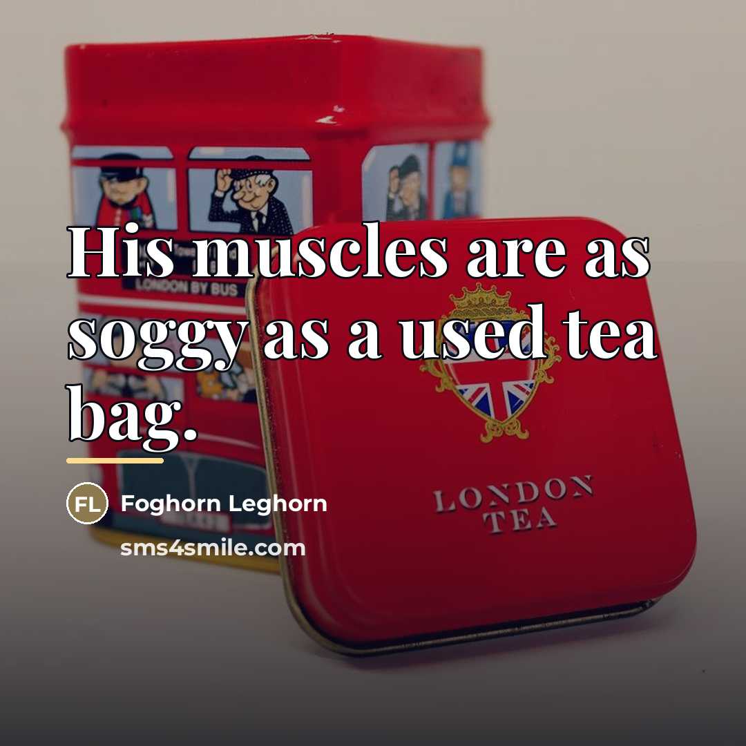 “His muscles are as soggy as a used tea bag.…” quote by Foghorn Leghorn