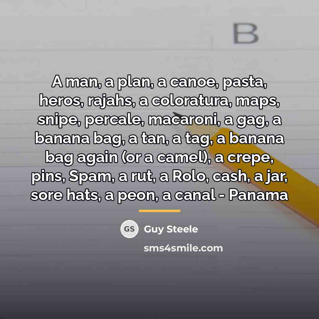 “A man, a plan, a canoe, pasta, heros, rajahs, a…” quote by Guy Steele