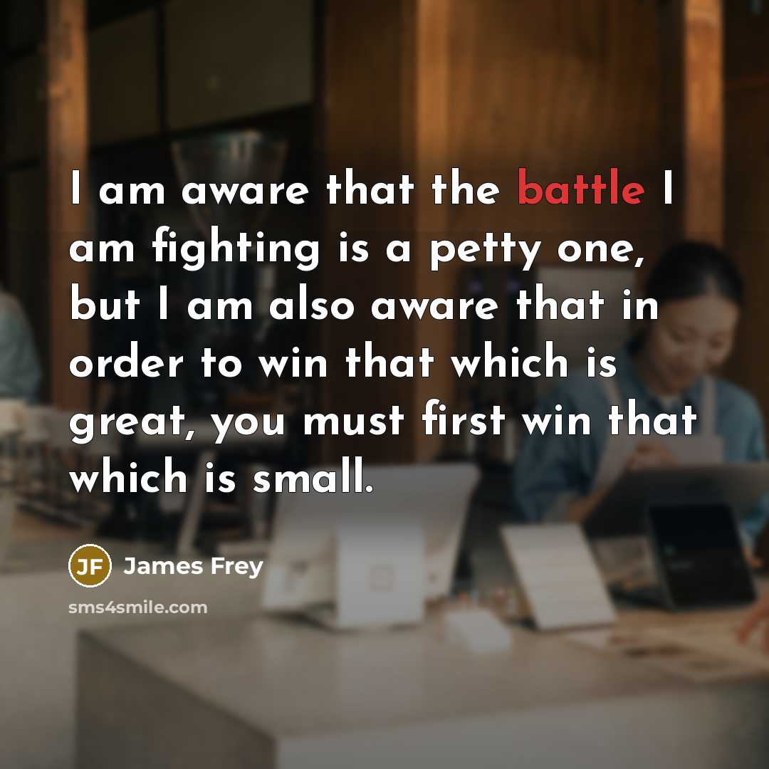 “I am aware that the battle I am fighting is…” quote by James Frey