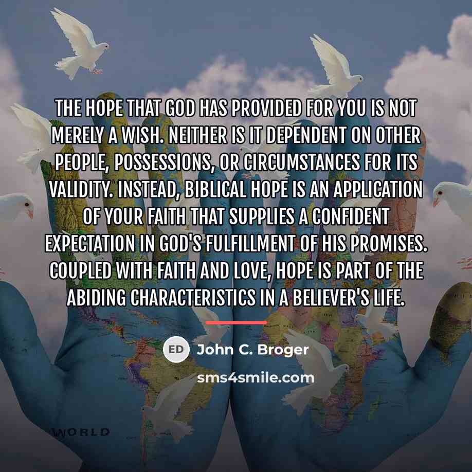 “The hope that God has provided for you is not…” quote by John C. Broger