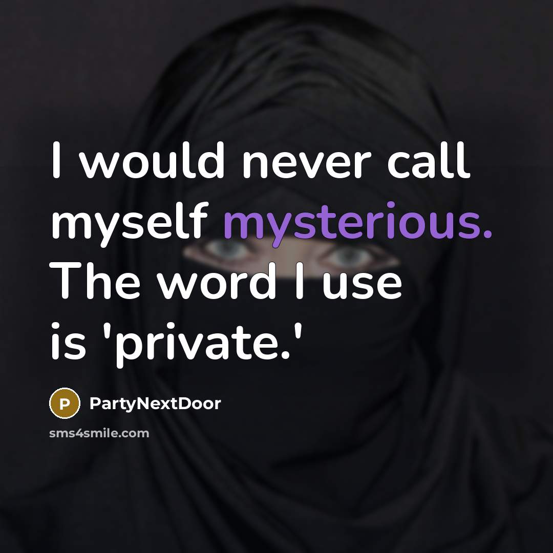 “I would never call myself mysterious. The word I use…” quote by PartyNextDoor