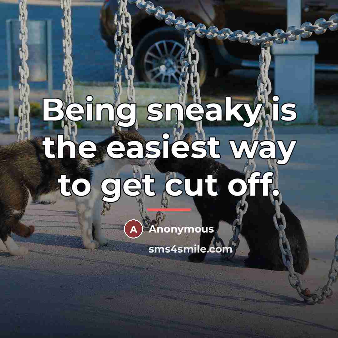 “Being sneaky is the easiest way to get cut off.…” quote by Anonymous