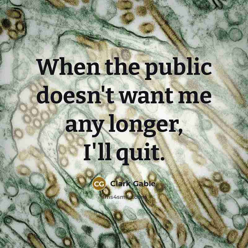 “When the public doesn't want me any longer, I'll quit.…” quote by Clark Gable