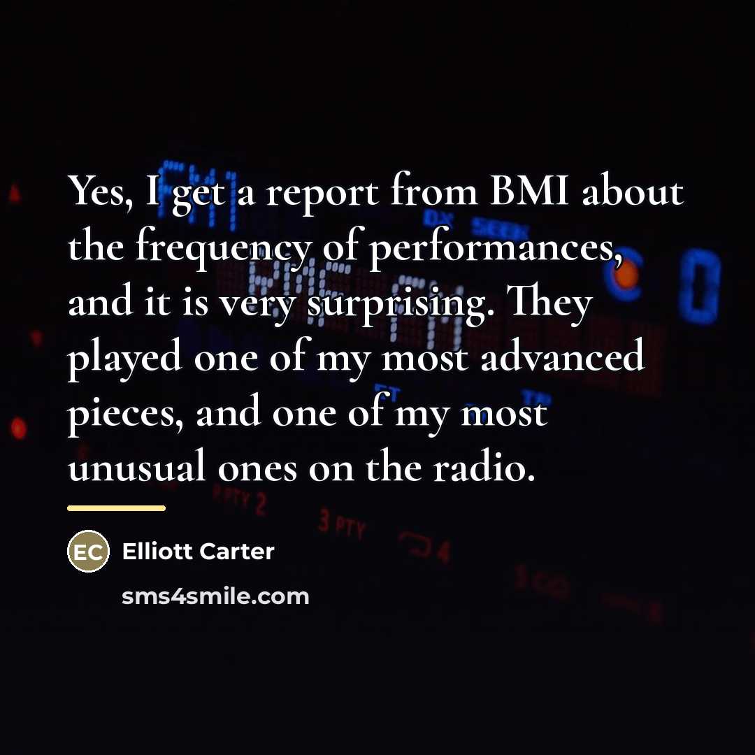 “Yes, I get a report from BMI about the frequency…” quote by Elliott Carter