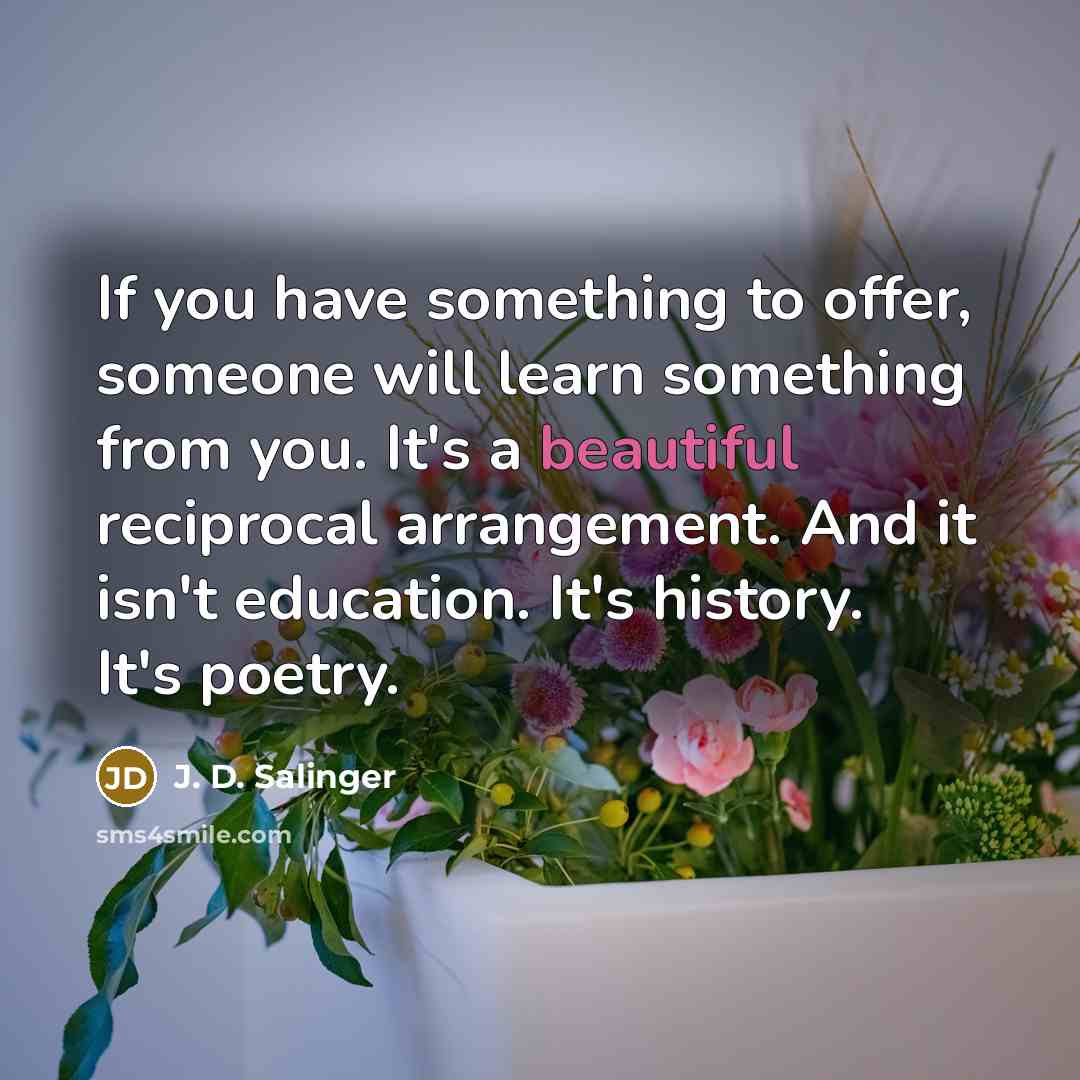 “If you have something to offer, someone will learn something…” quote by J. D. Salinger