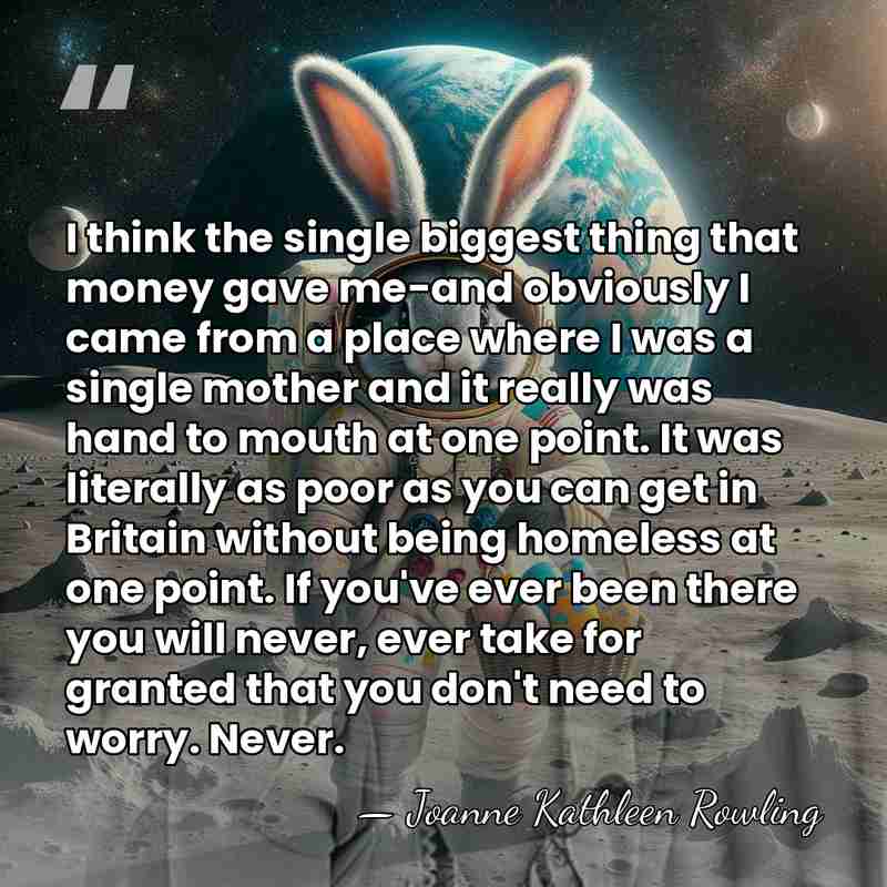 I think the single biggest thing that money gave me-and obviously I&hellip; - Joanne Kathleen Rowling