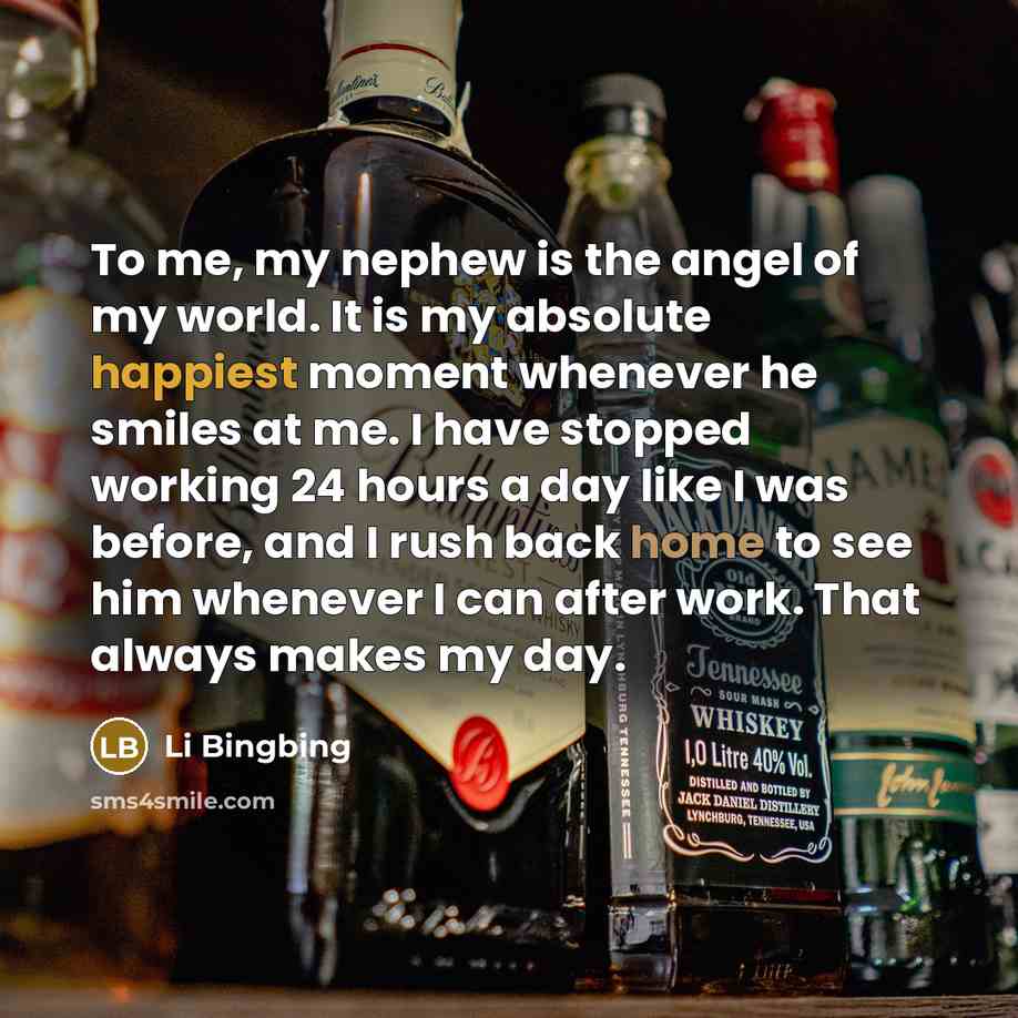 “To me, my nephew is the angel of my world.…” quote by Li Bingbing