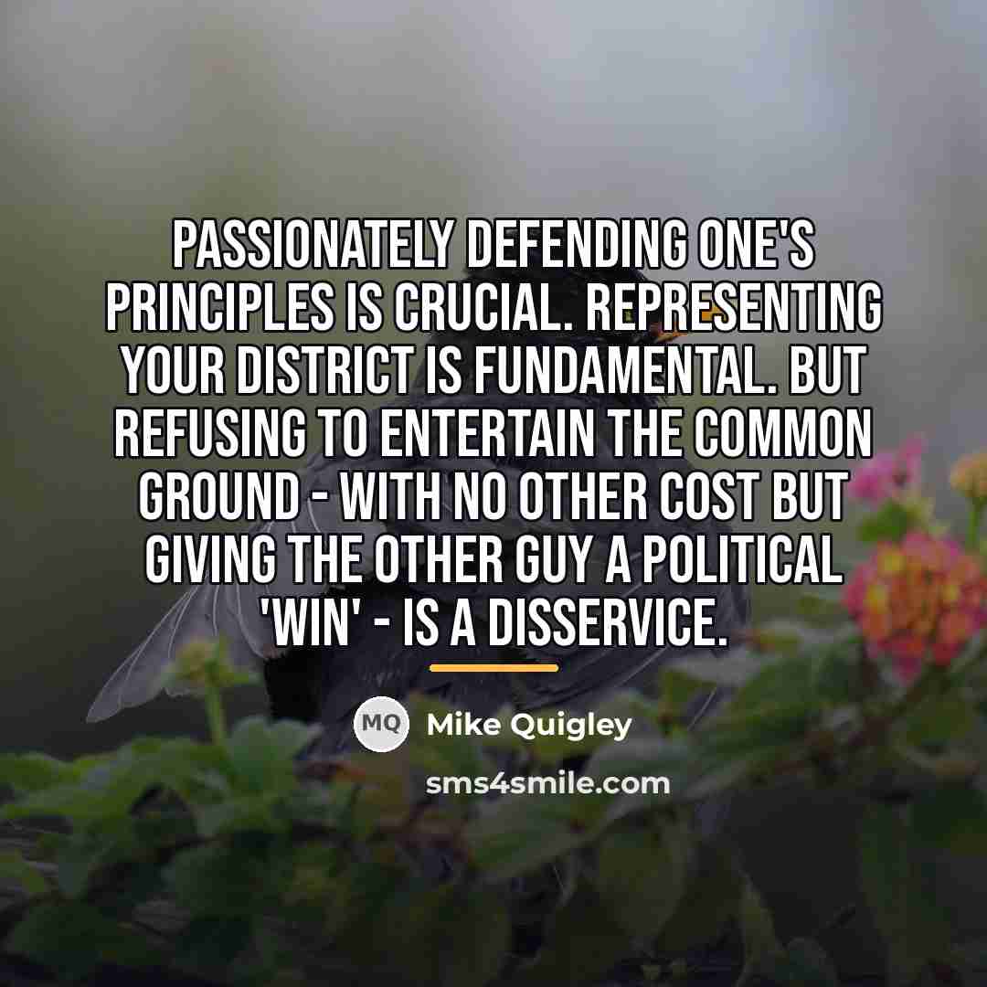“Passionately defending one's principles is crucial. Representing your district is…” quote by Mike Quigley