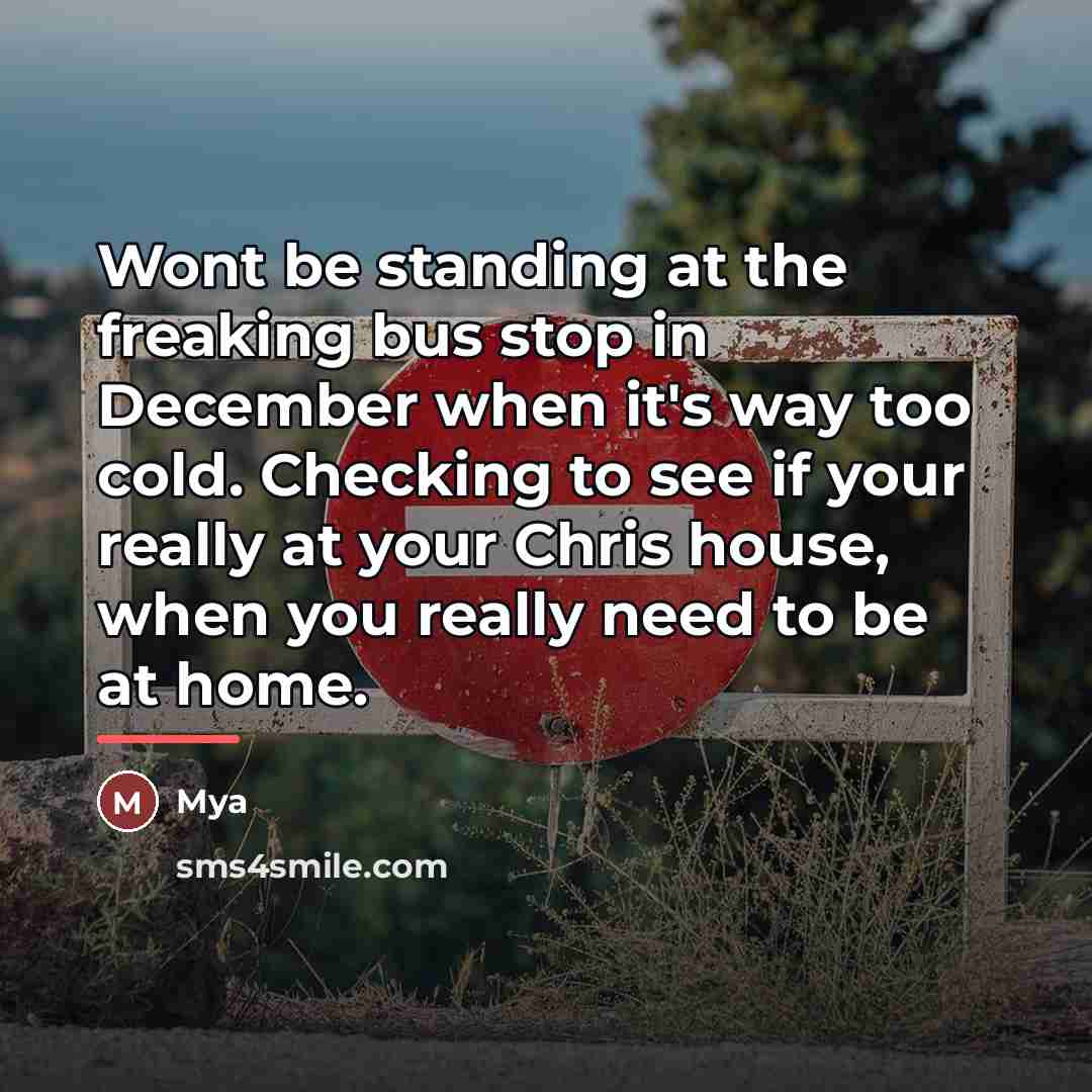 “Wont be standing at the freaking bus stop in December…” quote by Mya