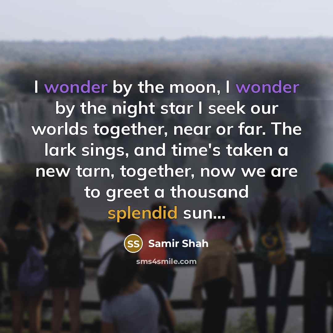 “I wonder by the moon, I wonder by the night…” quote by Samir Shah