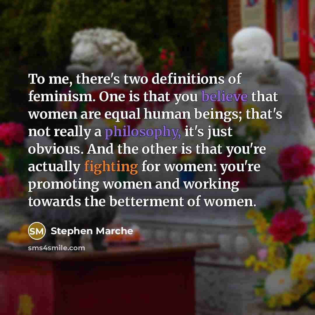 “To me, there's two definitions of feminism. One is that…” quote by Stephen Marche