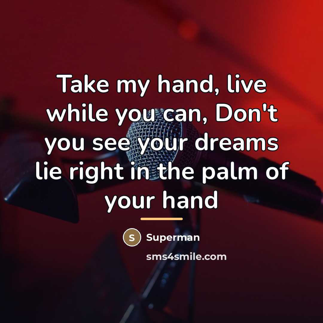 “Take my hand, live while you can, Don't you see…” quote by Superman