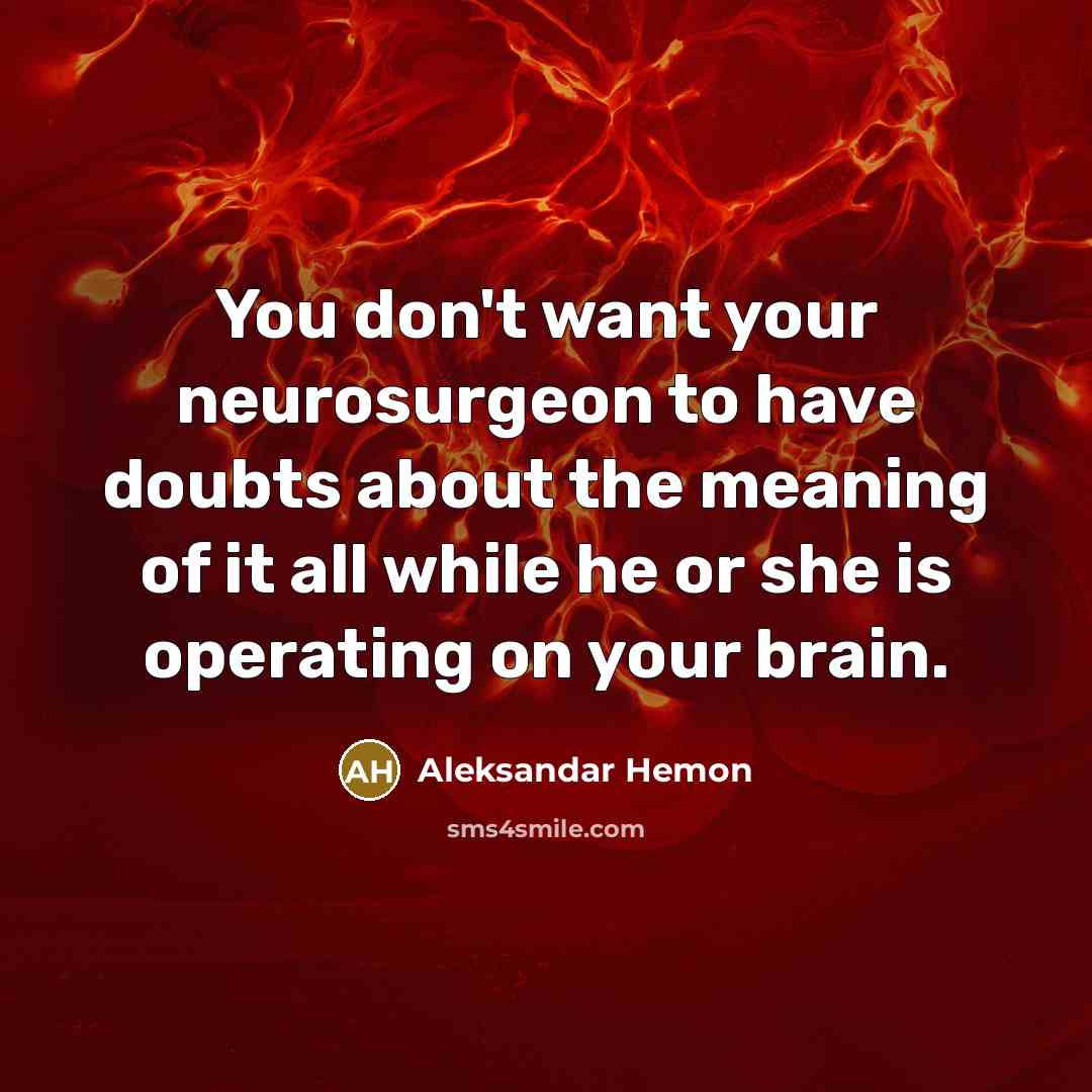 “You don't want your neurosurgeon to have doubts about the…” quote by Aleksandar Hemon