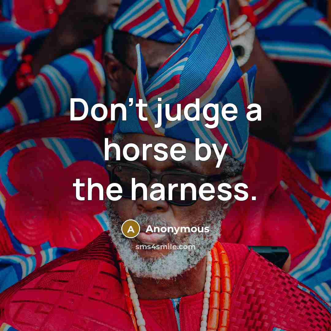 “Don't judge a horse by the harness.” quote by Anonymous