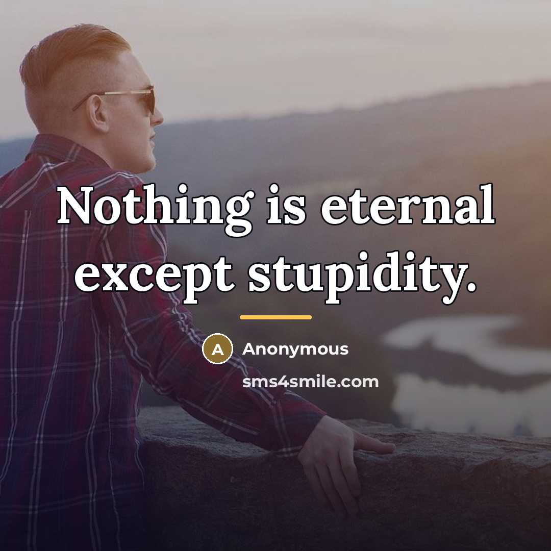 “Nothing is eternal except stupidity.…” quote by Anonymous