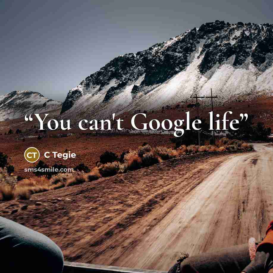 “You can't Google life” quote by C Tegie