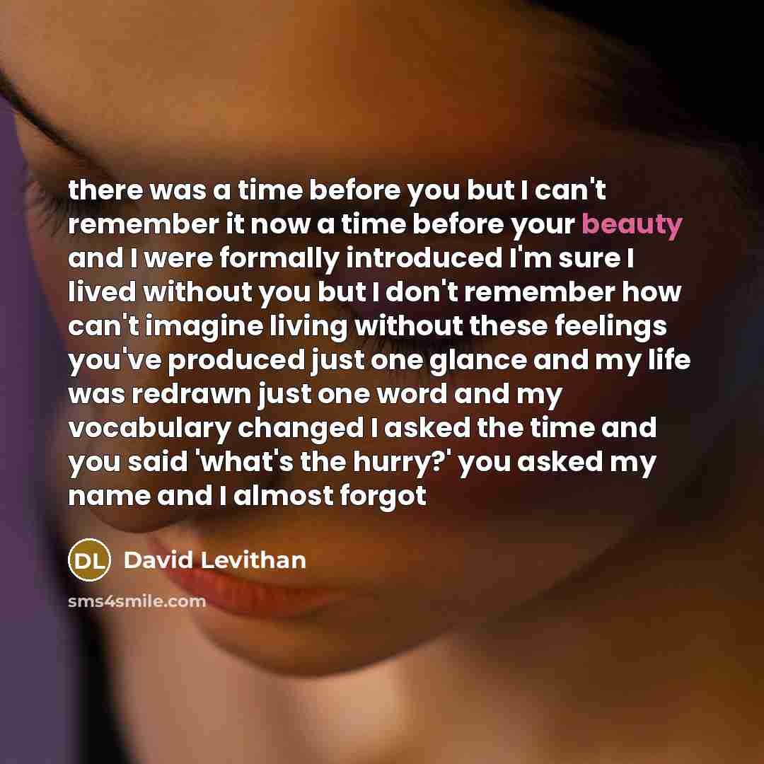 “there was a time before you but I can't remember…” quote by David Levithan