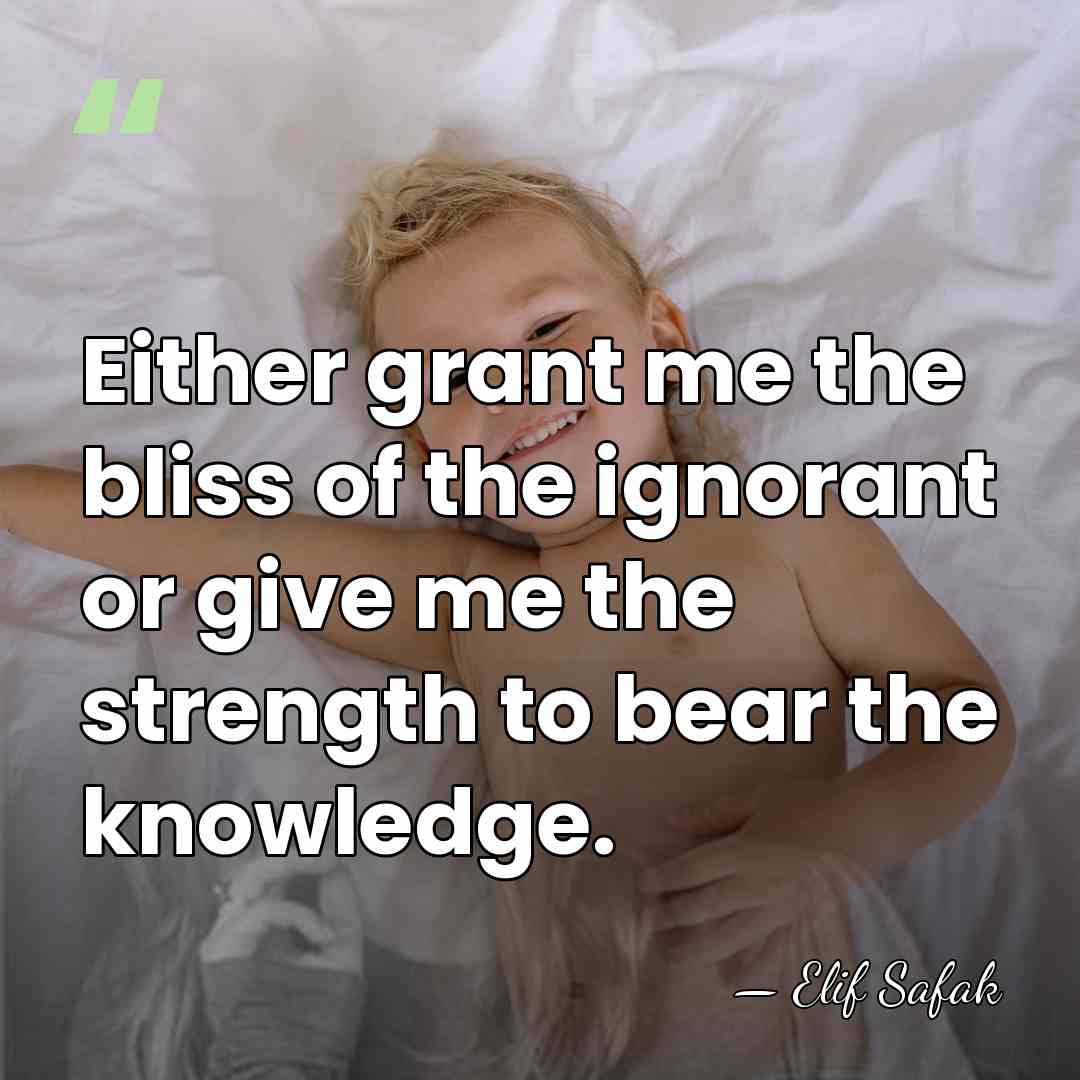 Either grant me the bliss of the ignorant or give me the&hellip; - Elif Safak
