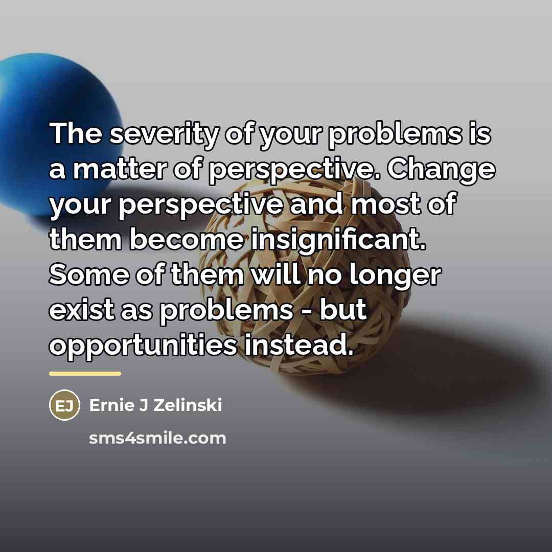 “The severity of your problems is a matter of perspective.…” quote by Ernie J Zelinski