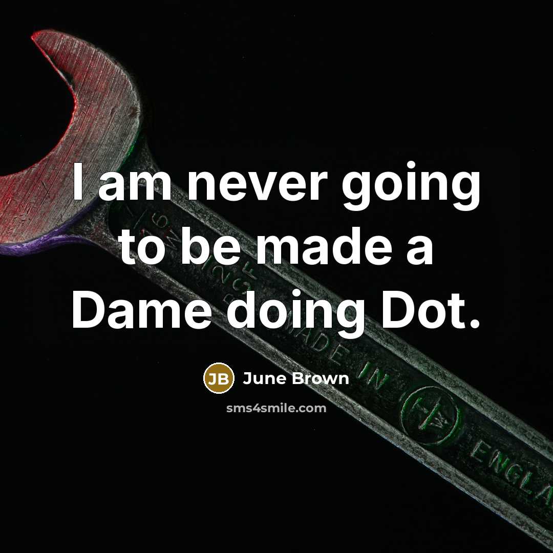 “I am never going to be made a Dame doing…” quote by June Brown
