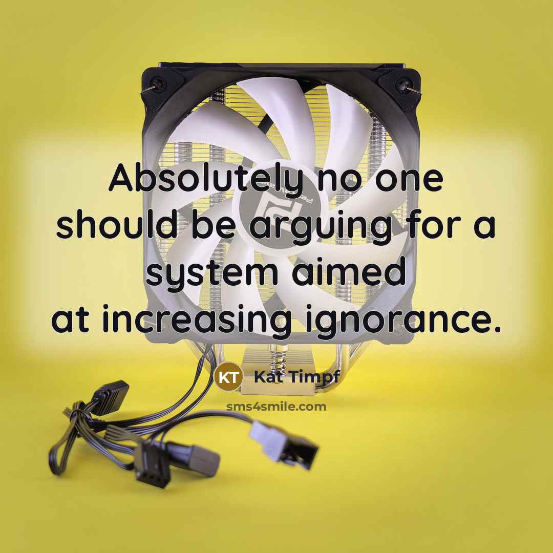 “Absolutely no one should be arguing for a system aimed at increasing ignorance.” quote by Kat Timpf
