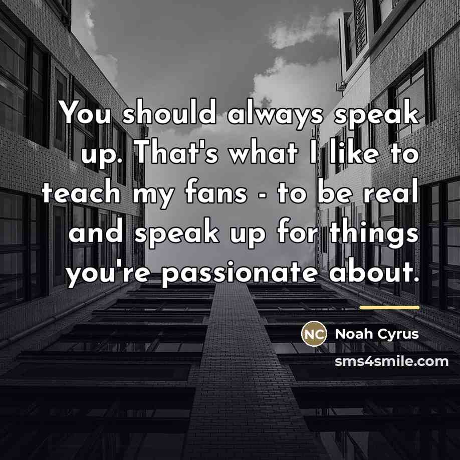 “You should always speak up. That's what I like to…” quote by Noah Cyrus